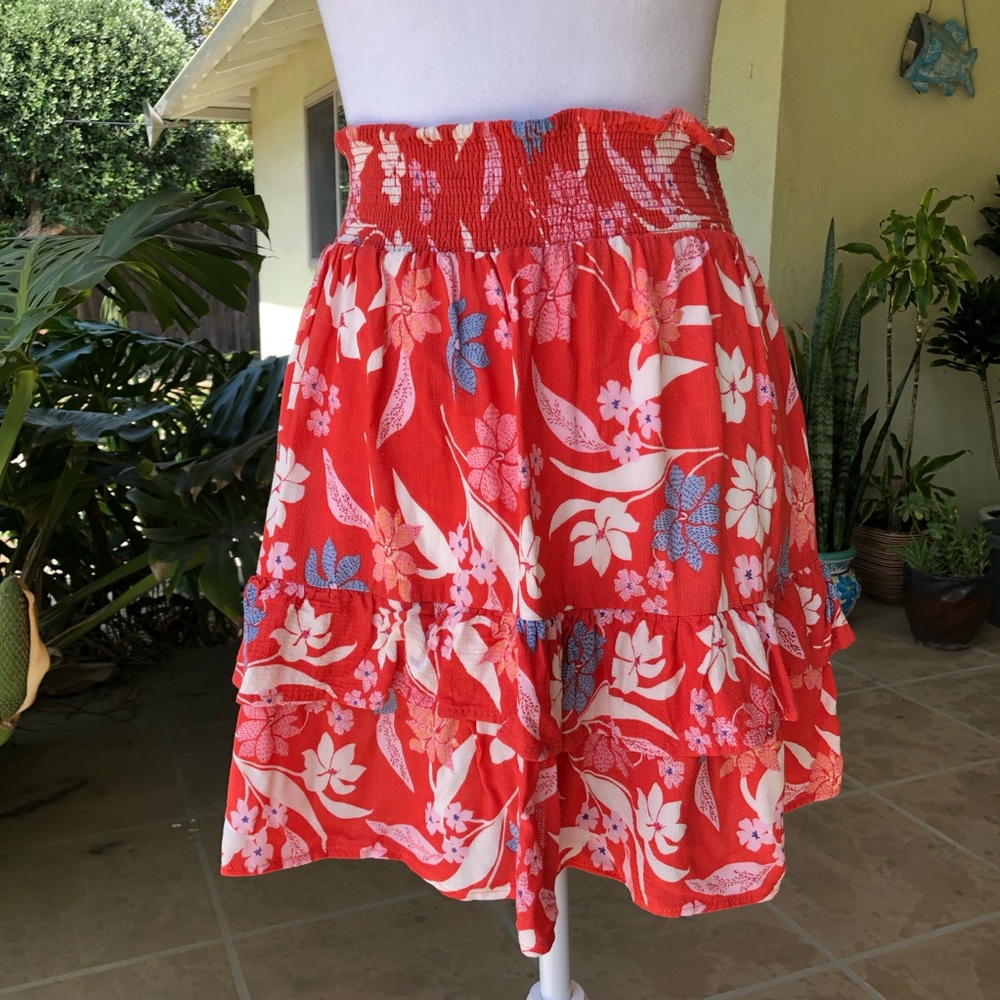 Cynthia Rowley Red Floral Skirt - Size M
